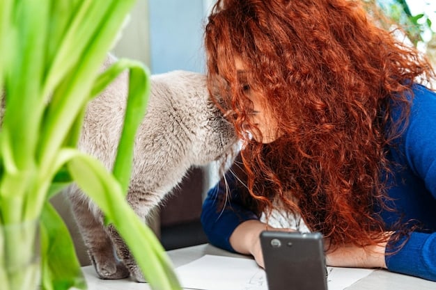 A volunteer lovingly petting a rescued cat while reviewing data on a tablet, symbolizing the combination of compassion and data-driven decision-making in effective animal rescue organizations.