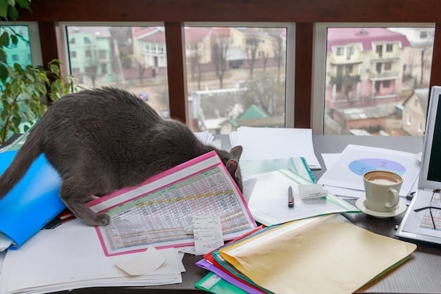 A split-screen image. One side shows a stressed-out animal rescue worker surrounded by piles of paperwork. The other side shows a relaxed worker using a tablet to manage adoptions efficiently.